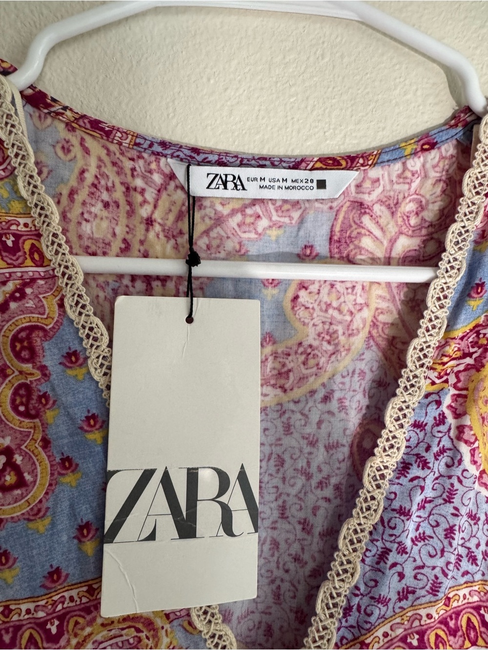 Zara Pink and Light Blue Paisley Midi Dress - Picture 2 of 10